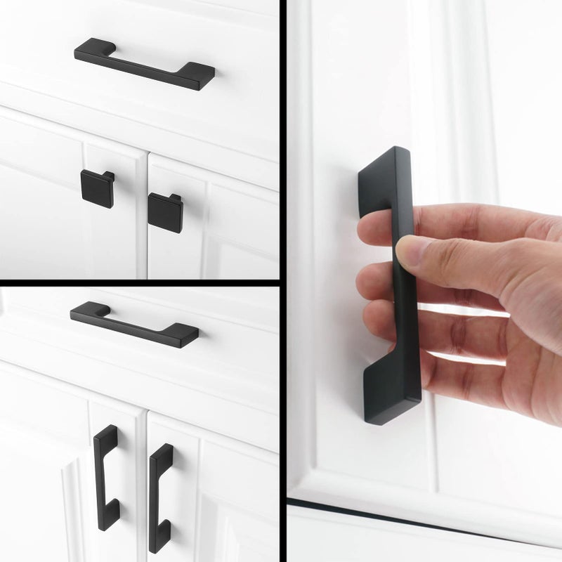 KOOFIZO Wide Foot Cabinet Bar Pulls - Black Furniture Handles, 3 Inch/76mm Screw Spacing, 10-Pack for Kitchen Cupboard Door, Bedroom Dresser Drawer, Bathroom Wardrobe Hardware - Image 3